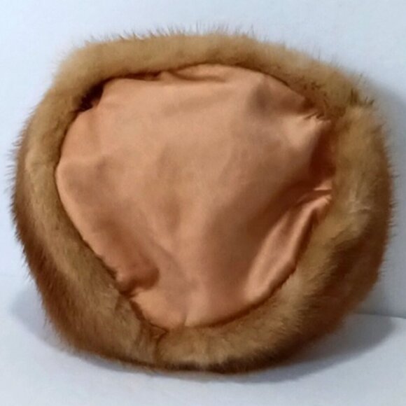 Women's Vintage Mid Century Brown Real Fur Hat with Cloth Crown - Picture 5 of 5